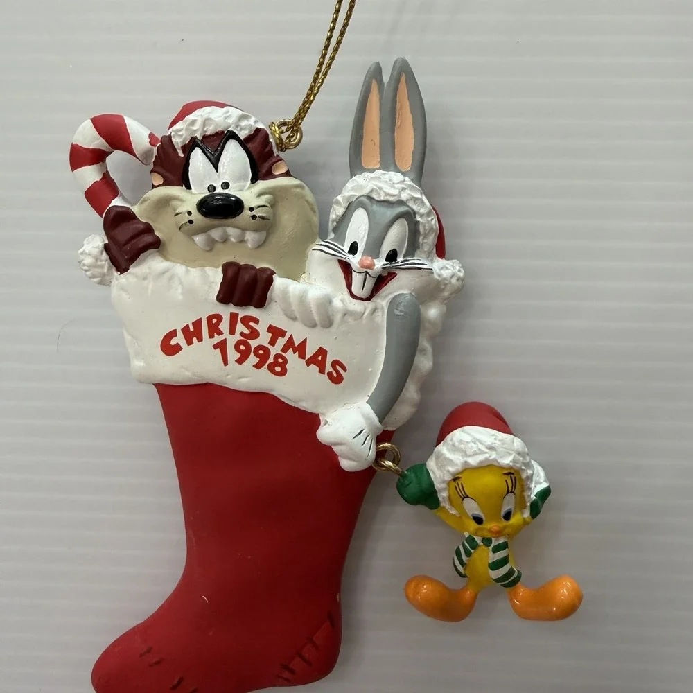 Vintage Looney Tunes Christmas Ornament Stocking Taz Bugs Bunny Tweety